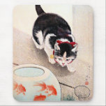 Alfombrilla De Ratón Cat and Goldfish Bowl,<br><div class="desc">Cat and Goldfish Bowl,  Japanese art by Ohara Koson,  1933.</div>