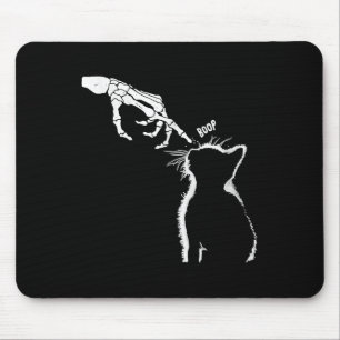 Alfombrilla De Ratón Cat Black Lover Skeleton Hand Boop Funny Halloween