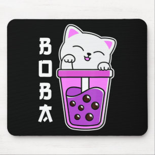 Alfombrilla De Ratón Cat Boba Anime Bubble Tea Neko Chicas Kawaii Chica