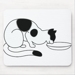 Alfombrilla De Ratón Cat Bowl Mascota de Comer Negro Cazado de Hambre N