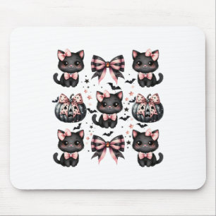 Alfombrilla De Ratón Cat Coquette Halloween dobla Black Pink Halloween 