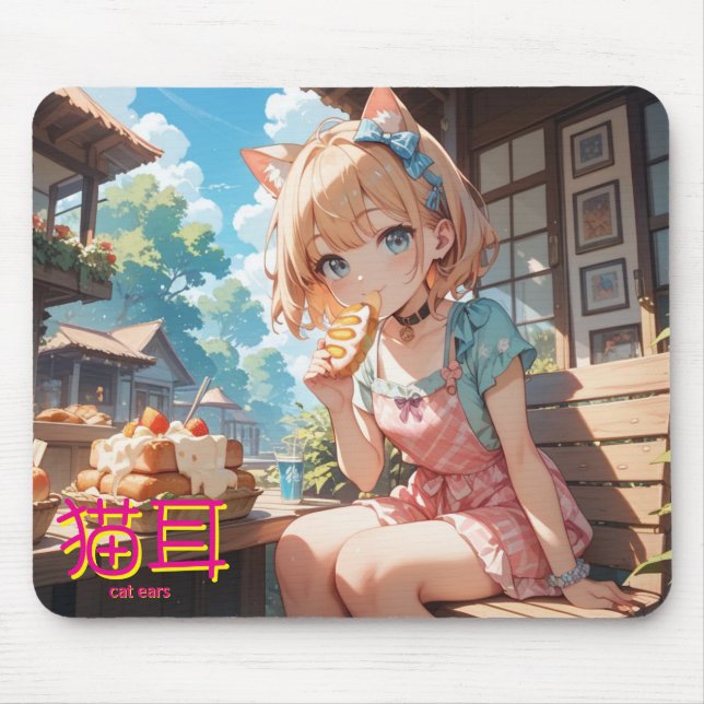 Alfombrilla De Ratón cat ears girl (Frente)