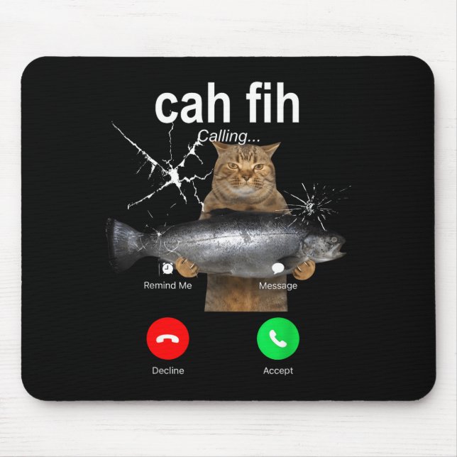 Alfombrilla De Ratón Cat Fih Calling Meme Funny Fish Cat Humor Gift Tee (Frente)