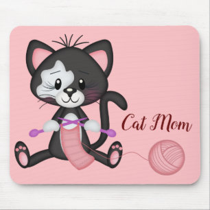 Alfombrilla De Ratón Cat Mom Y Knitter Mouse Pad