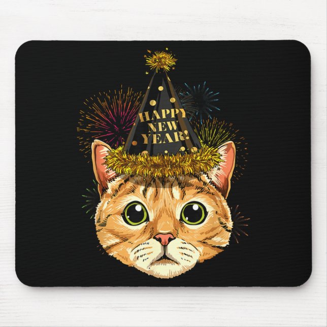 Alfombrilla De Ratón Cat New Year Shirt 2024 Happy New Years Eve Nye Fi (Frente)