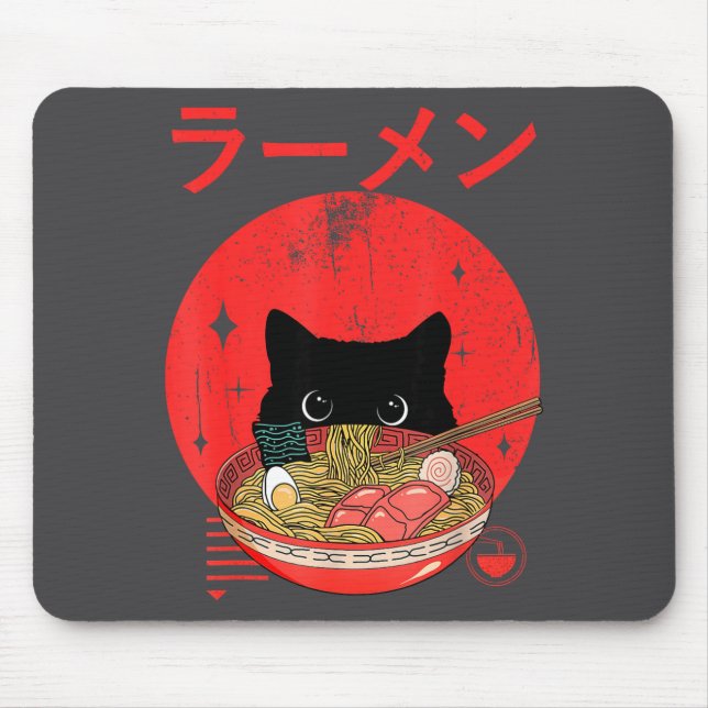 Alfombrilla De Ratón Cat Ramen Japanese Funny Graphic Tees Kawaii Cat A (Frente)