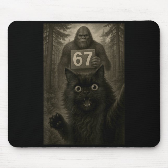 Alfombrilla De Ratón Cat Selfie 67 Meme Six Seven Funny Bigfoot  (Frente)