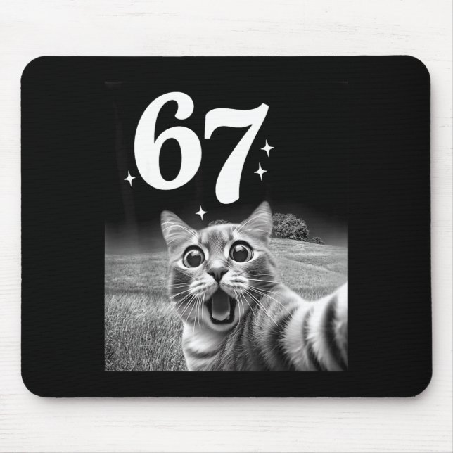 Alfombrilla De Ratón Cat Selfie With 67 Meme Funny Cats Graphic For Men (Frente)