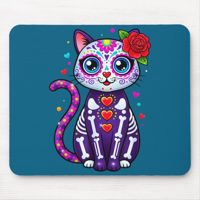 Alfombrilla De Ratón Cat Sugar Skull Cute Cat For Cat Lover Cat-m  (Frente)