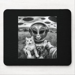 Alfombrilla De Ratón Cat Ufo Selfie Cat Alien Abducción Graciosa Regalo