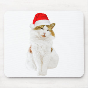 Alfombrilla De Ratón Cat with Santa's Hat