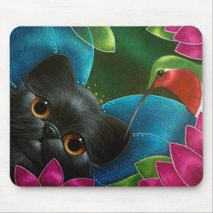 Alfombrilla De Ratón CAT y COLIBRÍ Mousepad de la HADA