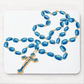 Alfombrilla De Ratón Catholic Mouse Pad White w/ Beautiful Blue Rosary