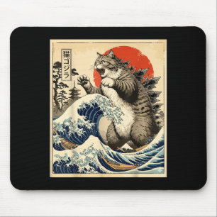 Alfombrilla De Ratón Catzilla Arte Japonés Amante de los Gatos Estampad