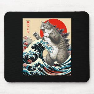 Alfombrilla De Ratón Catzilla Cat Arte Japonés Gracioso Regalos De Gato