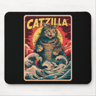 Alfombrilla De Ratón Catzilla Gráfica divertida de gatos de arte japoné