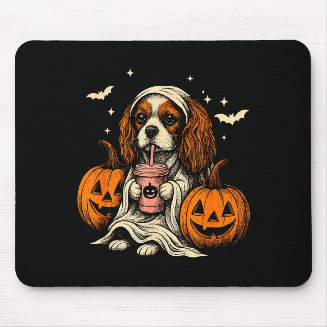 Alfombrilla De Ratón Cavalier King Charles Spaniel Ghost Halloween Cava (Frente)