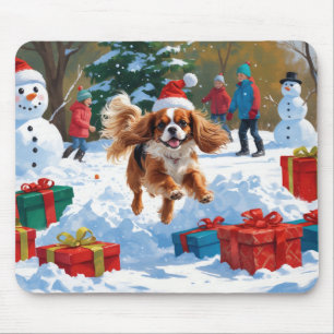 Alfombrilla De Ratón Cavalier King Charles Spaniel Nieve con Navidad 
