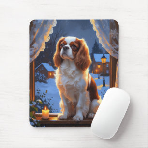 Alfombrilla De Ratón Cavalier King con vacaciones de Navidades alumbrad