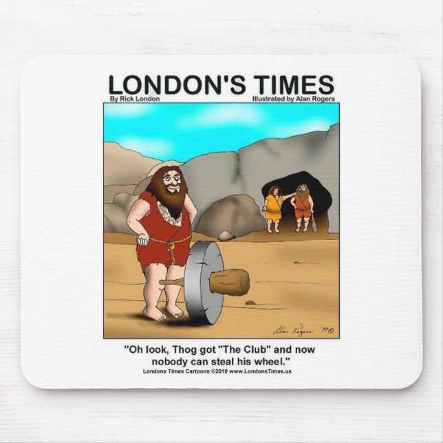 Alfombrilla De Ratón Caveman Tiene El Club... Divertidos regalos y tés (Frente)