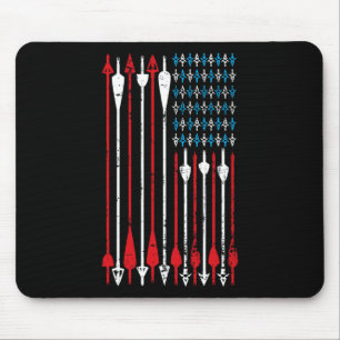 Alfombrilla De Ratón Caza de arco con bandera estadounidense de época