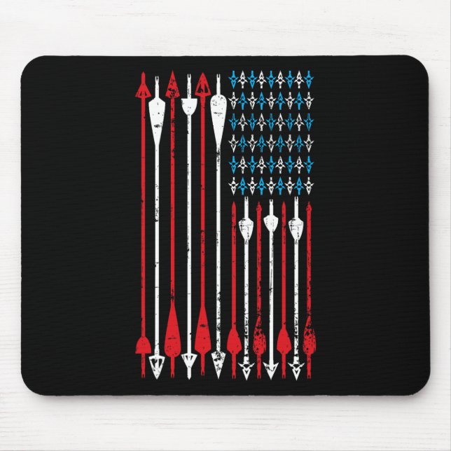 Alfombrilla De Ratón Caza de arco con bandera estadounidense de época (Frente)