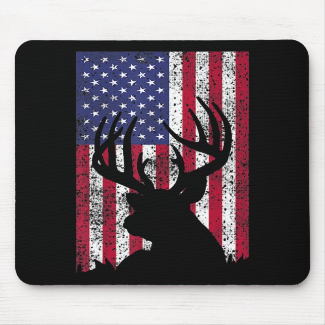 Alfombrilla De Ratón Caza de venado Tee Whitetail Hunter American Fla (Frente)