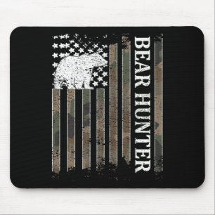 Alfombrilla De Ratón Cazador de oso Bandera Americana de oso Perro de c