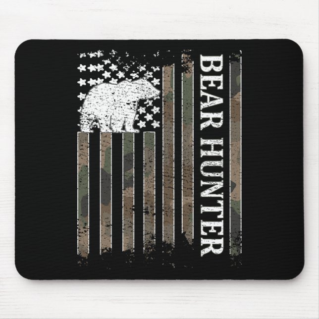 Alfombrilla De Ratón Cazador de oso Bandera Americana de oso Perro de c (Frente)