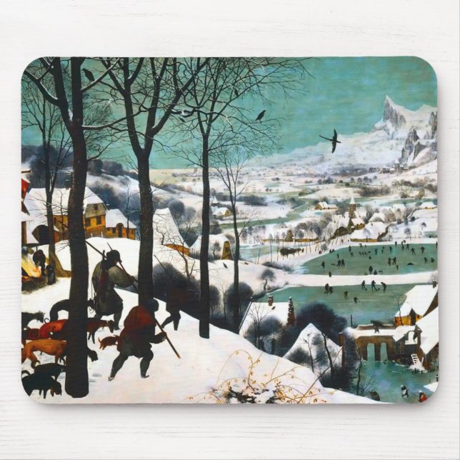 Alfombrilla De Ratón Cazadores en el paisaje de la nieve Pieter Bruegel (Frente)