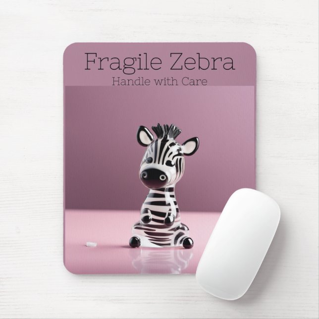 Alfombrilla De Ratón Cebra frágil: Manejar con cuidado (Con ratón)