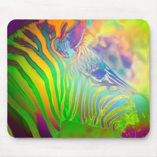 Alfombrilla De Ratón Cebra Psicodélica de la Vida Silvestre (Frente)