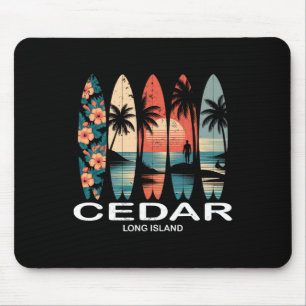 Alfombrilla De Ratón Cedar Beach Long Island Tabla de surf Surfing Retr