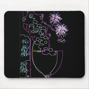 Alfombrilla De Ratón Celebración del vino en Neón-Mousepad