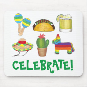 Alfombrilla De Ratón Celebrar Cinco de Mayo Fiesta Pinata Taco Cactus
