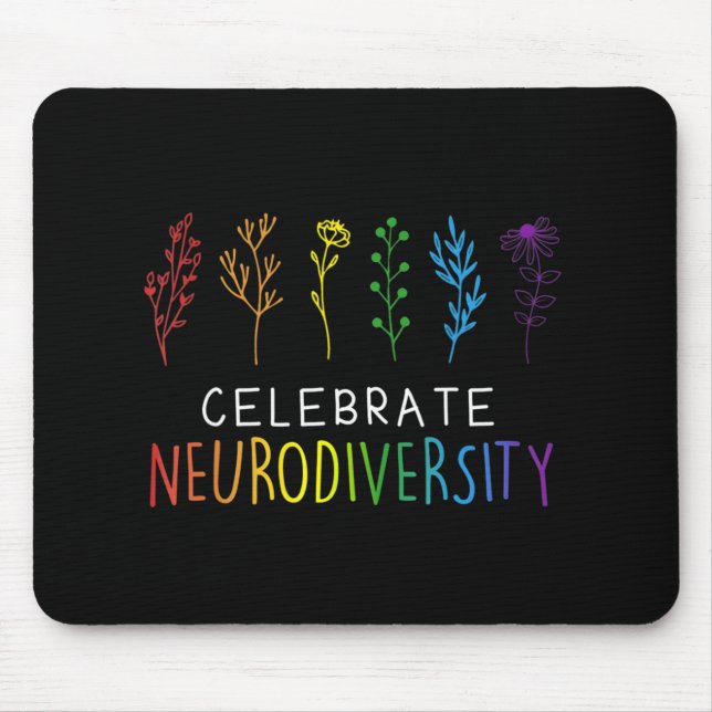 Alfombrilla De Ratón CELEBRAR NEURODIVERSIDAD Autismo Flor de concienci (Frente)