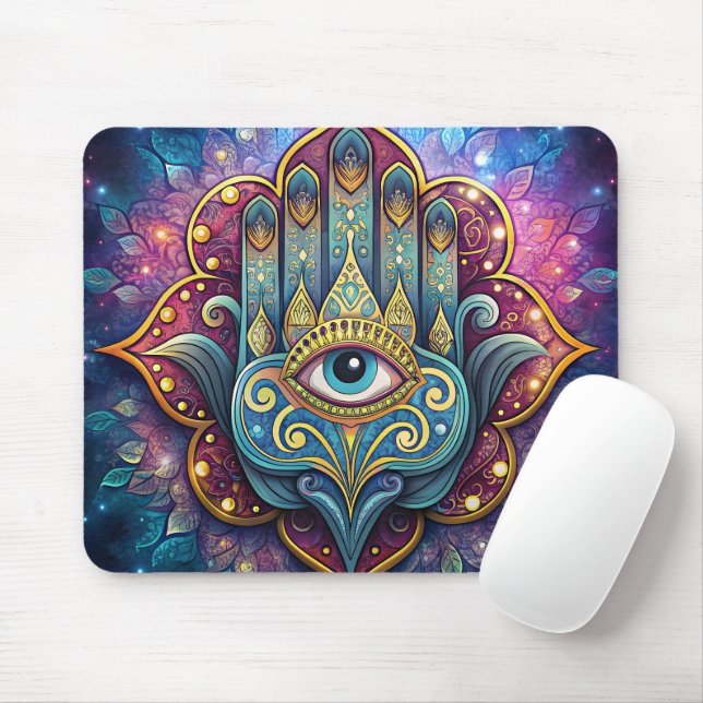 Alfombrilla De Ratón Celestial Hamsa  (Con ratón)