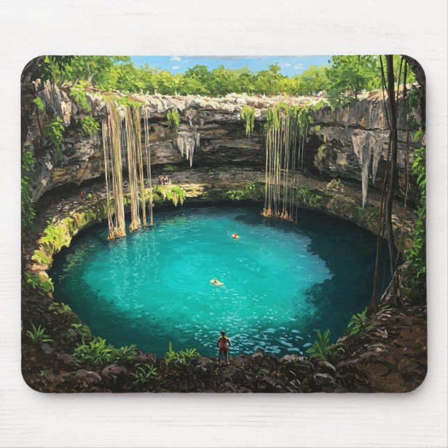 Alfombrilla De Ratón Cenote de viajes de Cancún México (Frente)