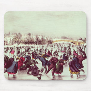 Alfombrilla De Ratón Central Park, invierno: El carnaval patinador
