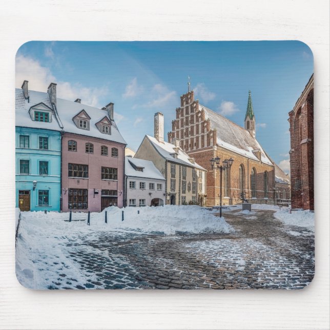 Alfombrilla De Ratón Centro de invierno nevado en Riga, Letonia (Frente)