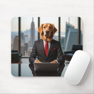 Alfombrilla De Ratón CEO de Golden Retriever en una oficina moderna