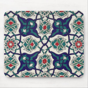 Alfombrilla De Ratón Cerámica floral azul turca