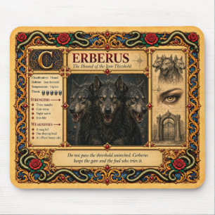 Alfombrilla De Ratón Cérbero, Arte de Bestiario Medieval