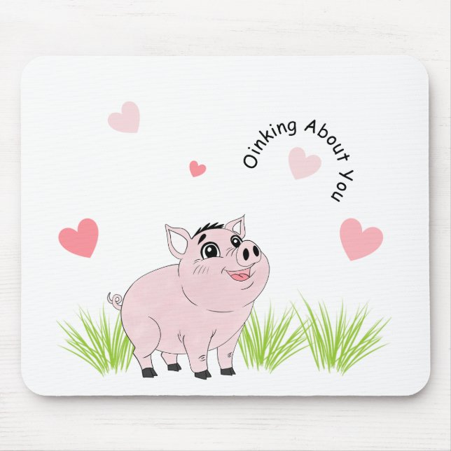 Alfombrilla De Ratón Cerdito rosa lindo para San Valentín (Frente)