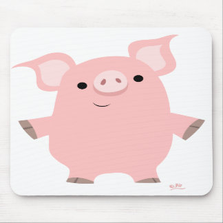 Alfombrilla De Ratón Cerdo del dibujo animado que se levanta el