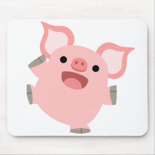 Alfombrilla De Ratón Cerdo feliz Mousepad del dibujo animado