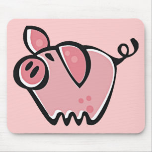Alfombrilla De Ratón Cerdo lindo del rosa del dibujo animado