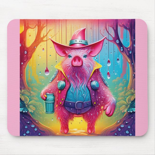Alfombrilla De Ratón Cerdo Rosa El Vaquero (Frente)