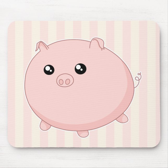 Alfombrilla De Ratón Cerdo rosado rechoncho lindo de Kawaii (Frente)