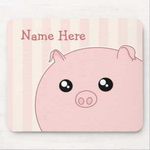 Alfombrilla De Ratón Cerdo rosado rechoncho lindo de Kawaii